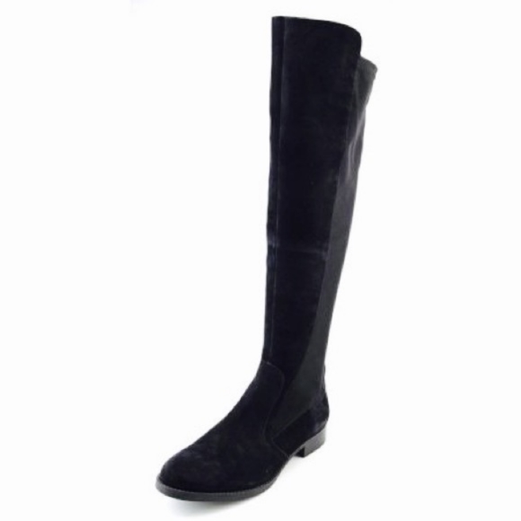 Audrey Brooke Tamela Over the Knee Black Suede Boots - Picture 2 of 6